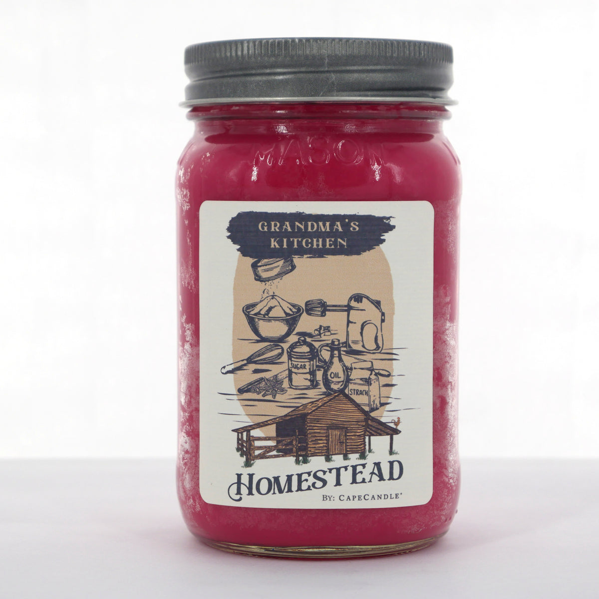 Grandma's Kitchen Soy Candle 16oz Homestead Mason Jar by Cape Candle