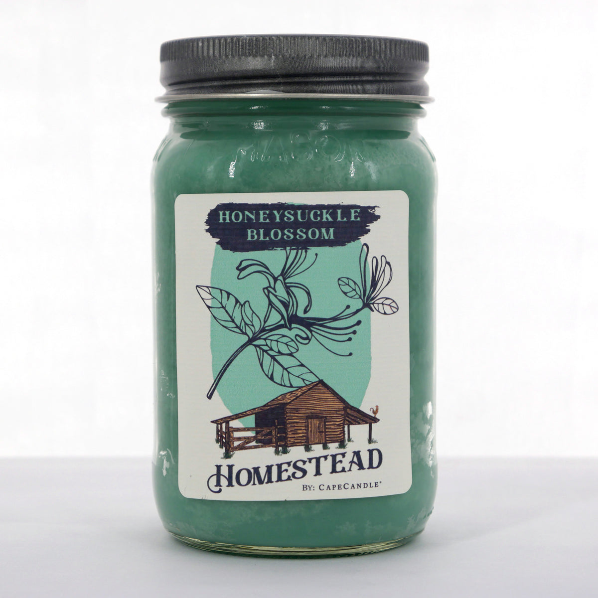 Honeysuckle Blossom Soy Candle 16oz Homestead Mason Jar by Cape Candle