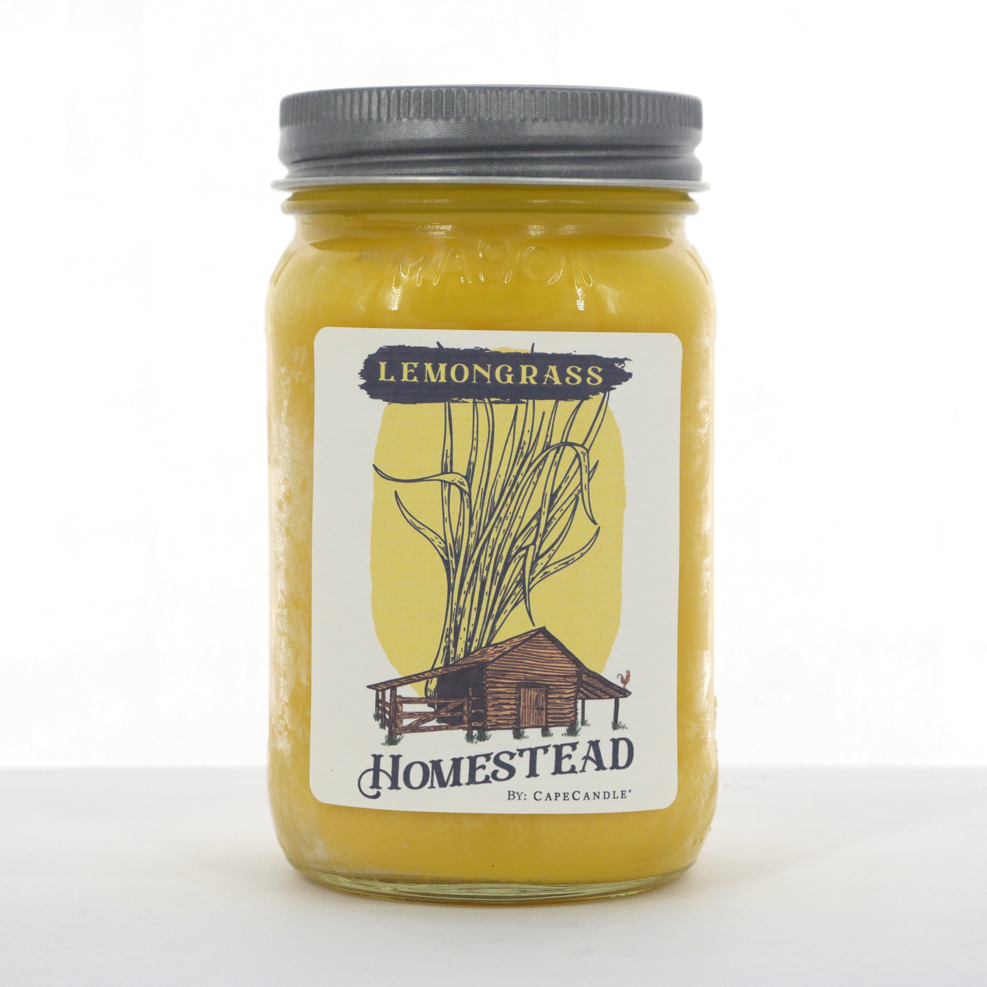 Lemongrass Soy Candle 16oz Homestead Mason Jar by Cape Candle