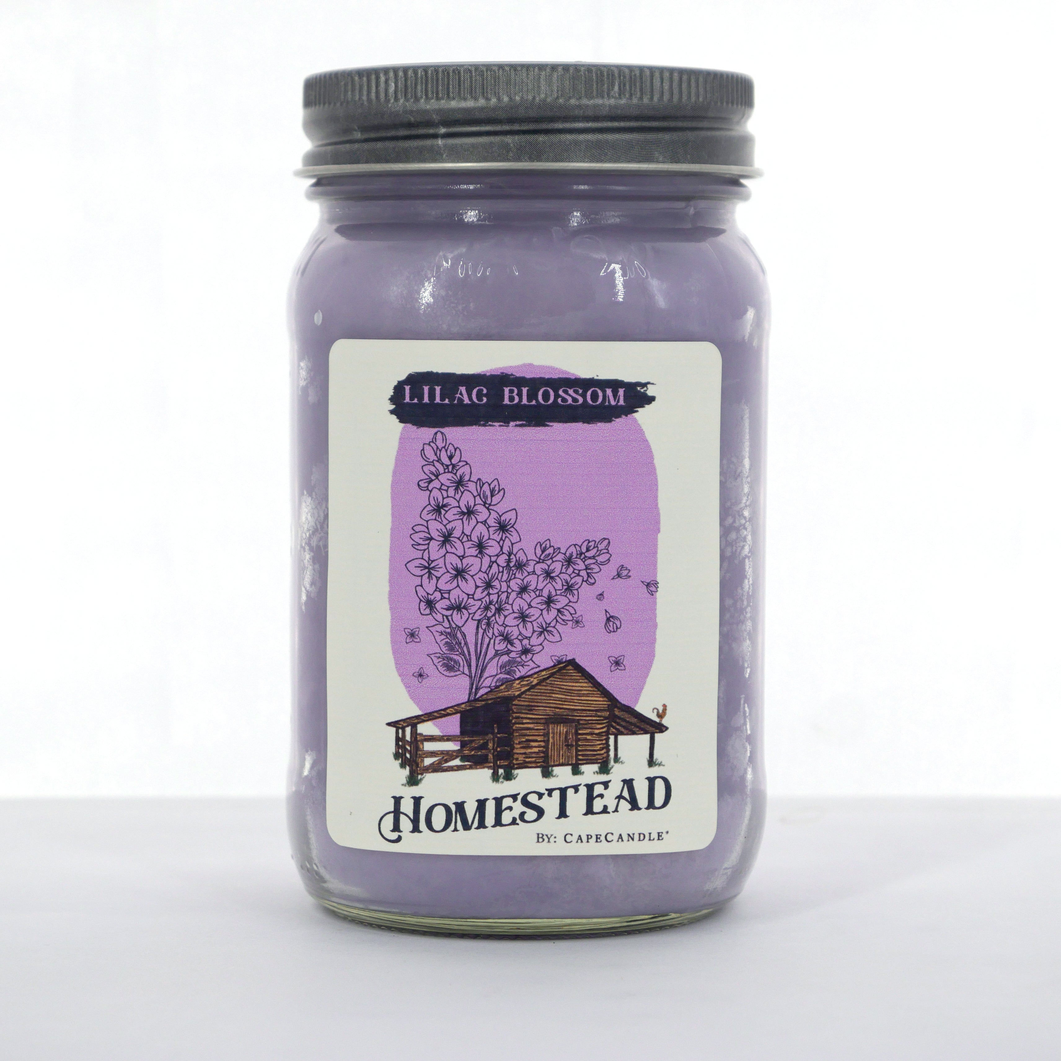 Lilac Blossom Soy Candle 16oz Homestead Mason Jar by Cape Candle