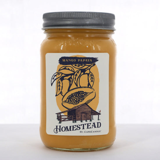 Mango Papaya Soy Candle 16oz Homestead Mason Jar by Cape Candle