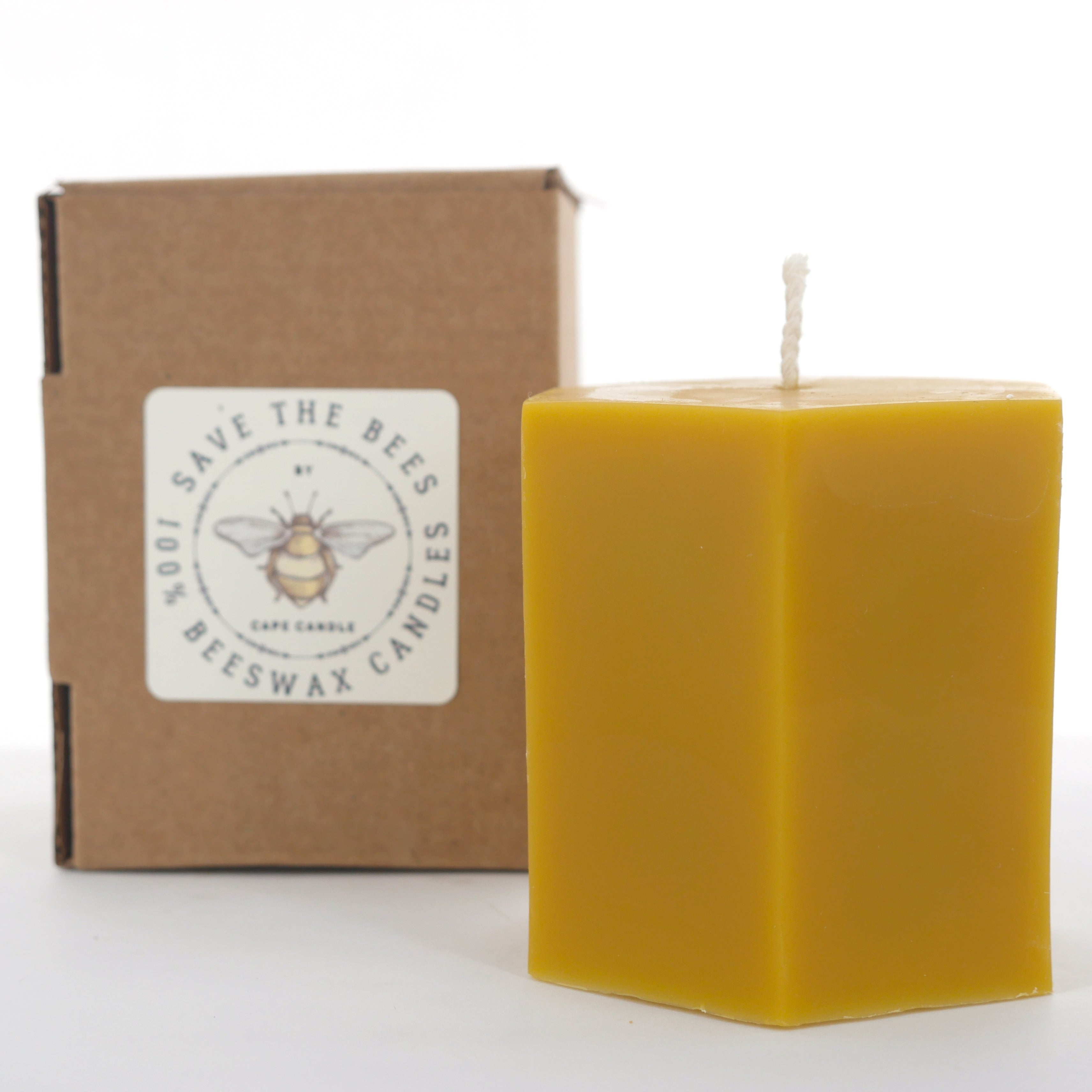 100 Beeswax 3x4 Natural Hexagon Pillar Candle Save The Bees By Cape C