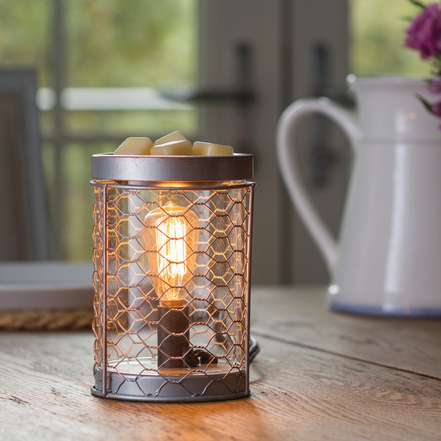 Wax Warmer - Vintage Bulb Chicken Wire Illumination