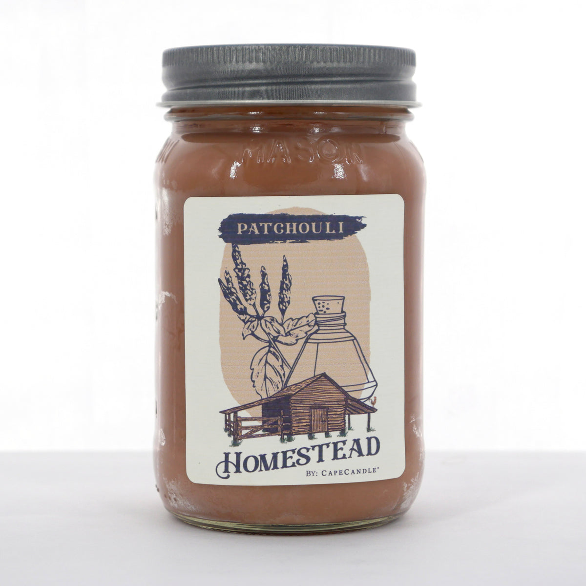 Patchouli Soy Candle 16oz Homestead Mason Jar by Cape Candle