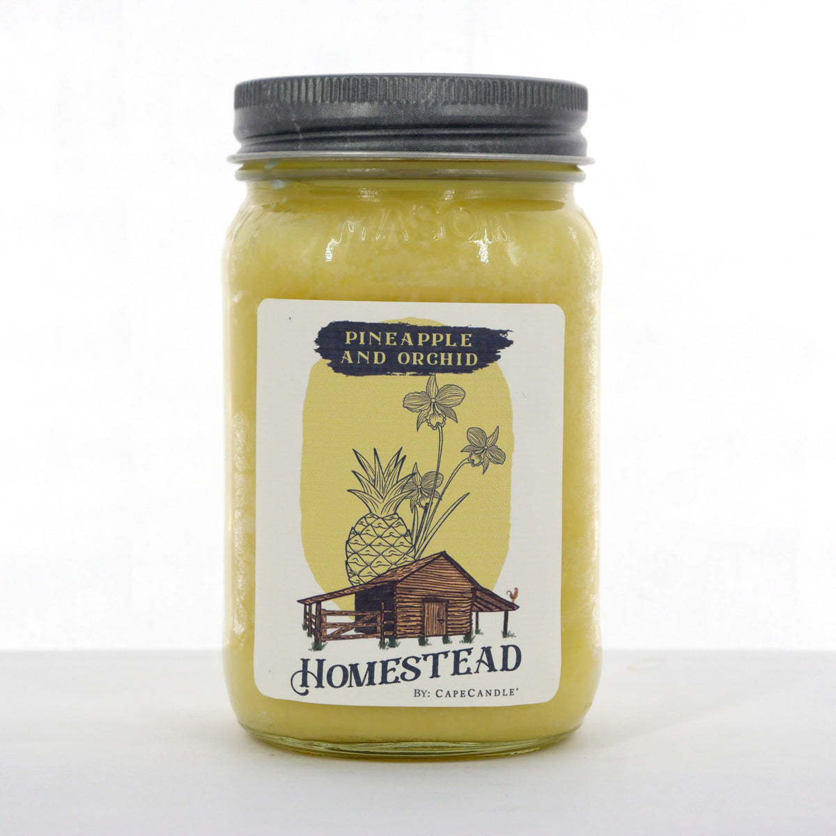 Pineapple and Orchid Soy Candle 16oz Homestead Mason Jar by Cape Candle