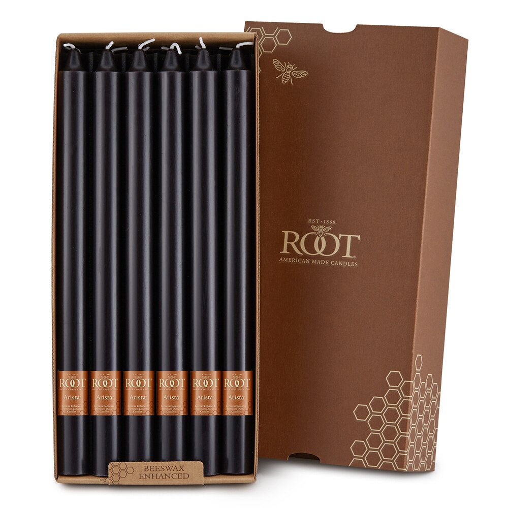 Root Candles - 12" Arista™ Smooth Dinner Candle - Black Box of 12