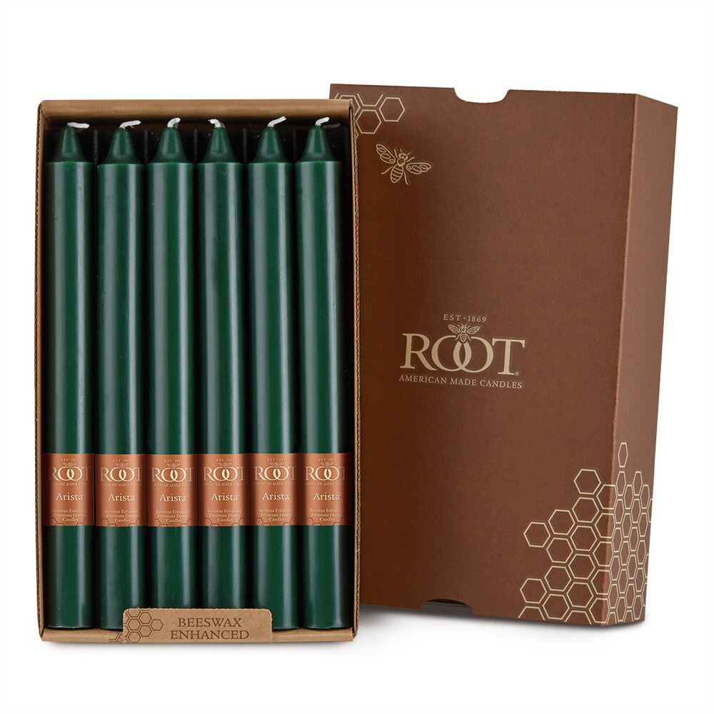 Root Candles - 9" Arista™ Smooth Dinner Candle - Dark Green Box of 12