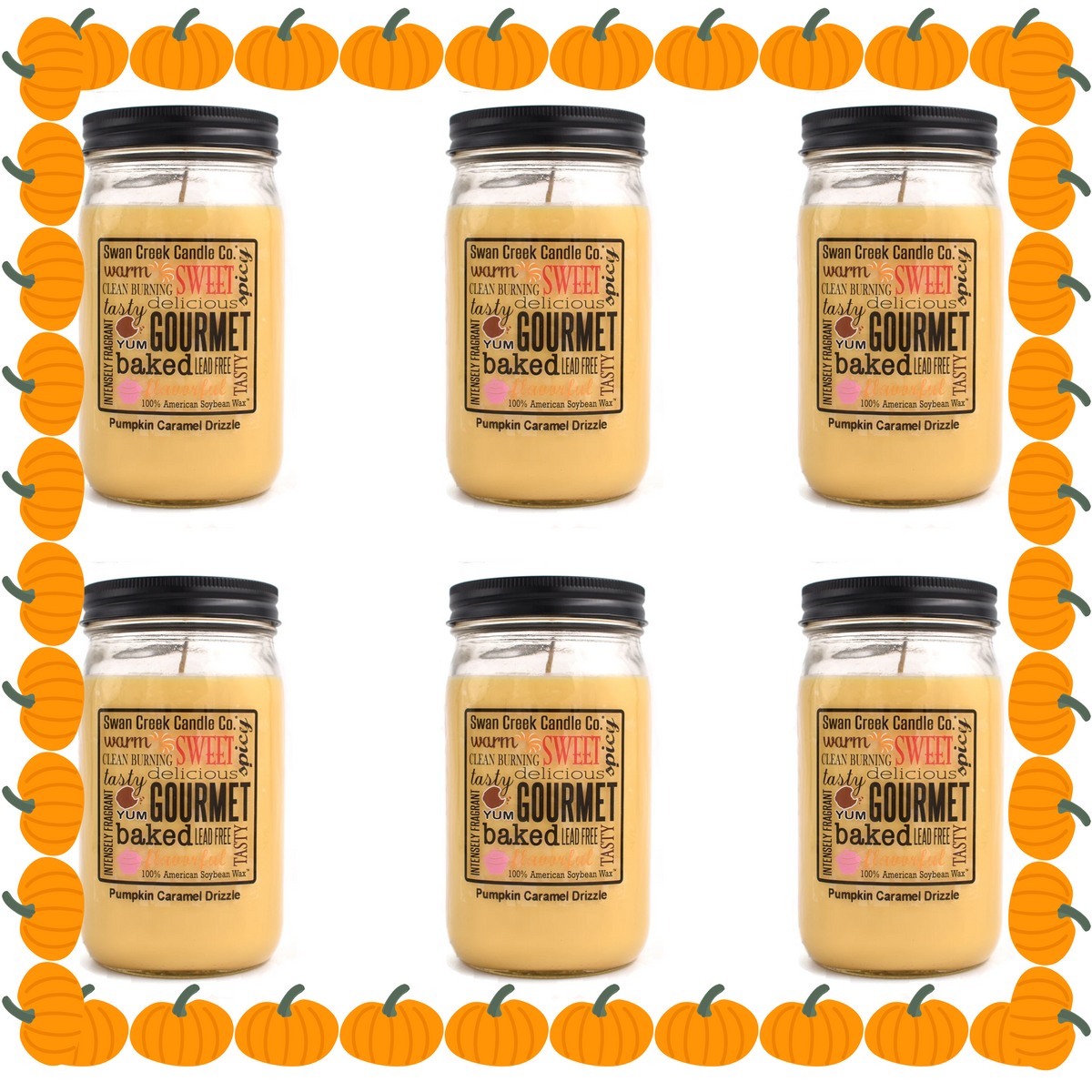 Pumpkin Caramel Drizzle 24oz Pantry Jar (6 Pack) by Swan Creek Candle