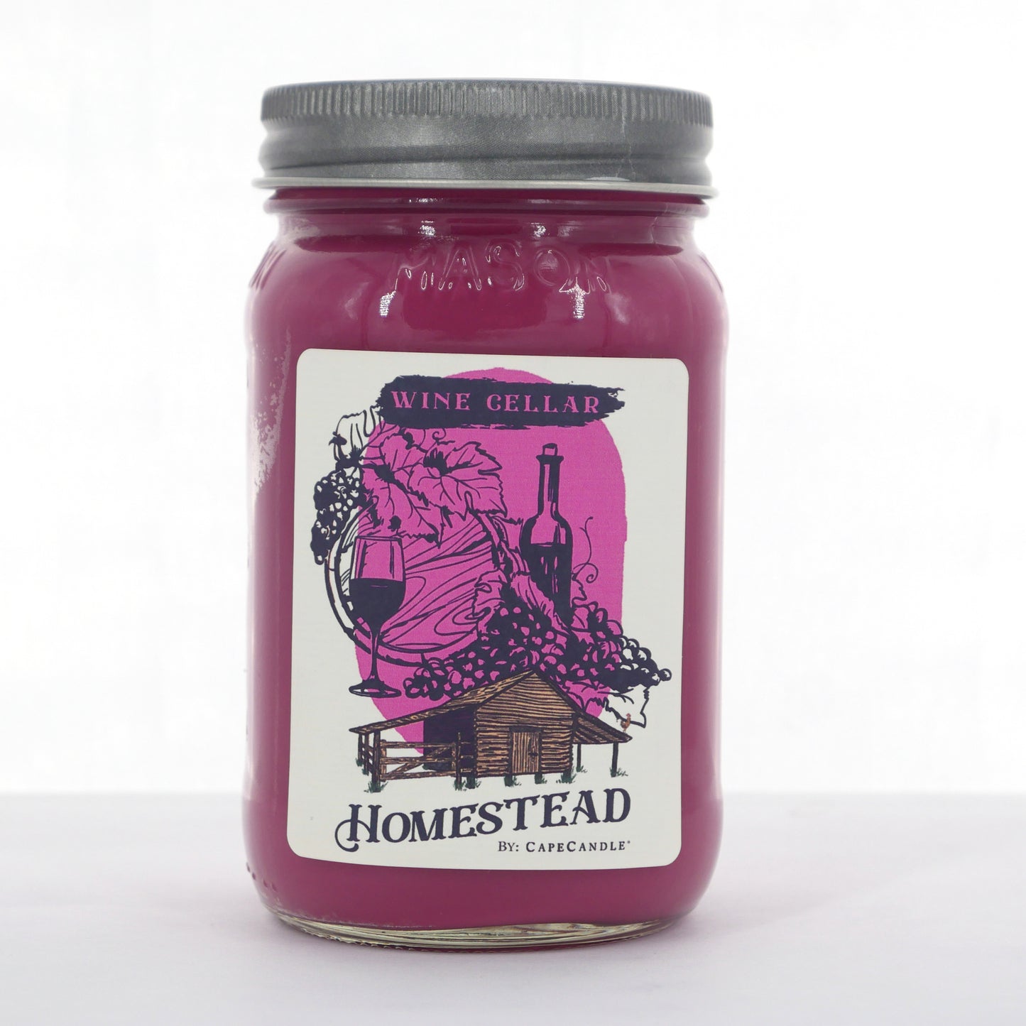 Wine Cellar Soy Candle 16oz Homestead Mason Jar by Cape Candle