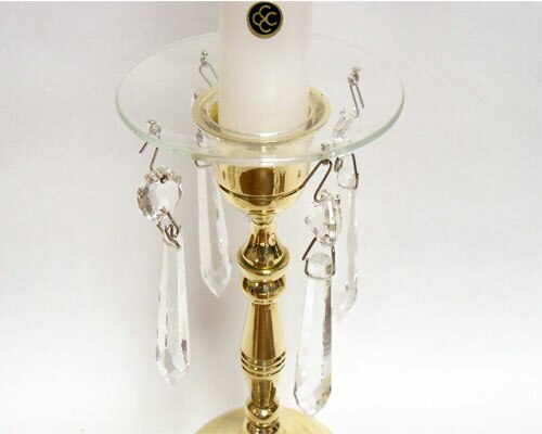 Bobeche - SET OF 2 Clear Plain Glass with Four Crystal Icicle Prisms 2.75 Inch