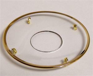 Bobeche - SET OF 2 Gold Border Glass Large 4 Inch with Four Gold Hooks