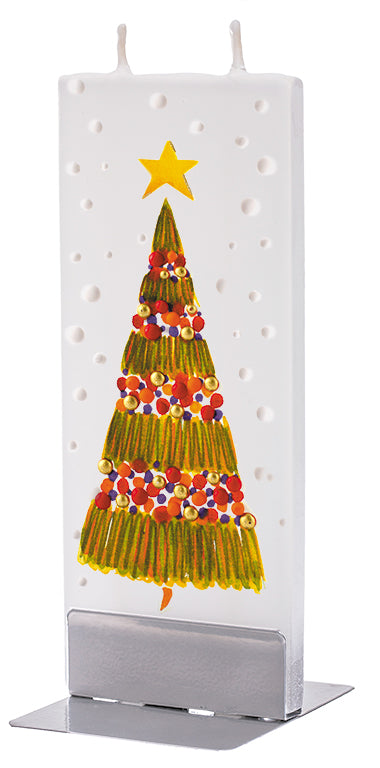 Flatyz - Decorated Christmas Tree With Star Flat Candle