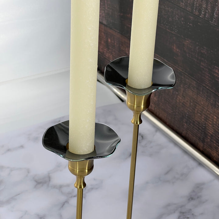 Bobeche - SET OF 2 Gray Fluted Glass 2.75 Inch