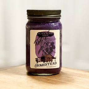 Blackberry Sage Soy Candle 16oz Homestead Mason Jar by Cape Candle