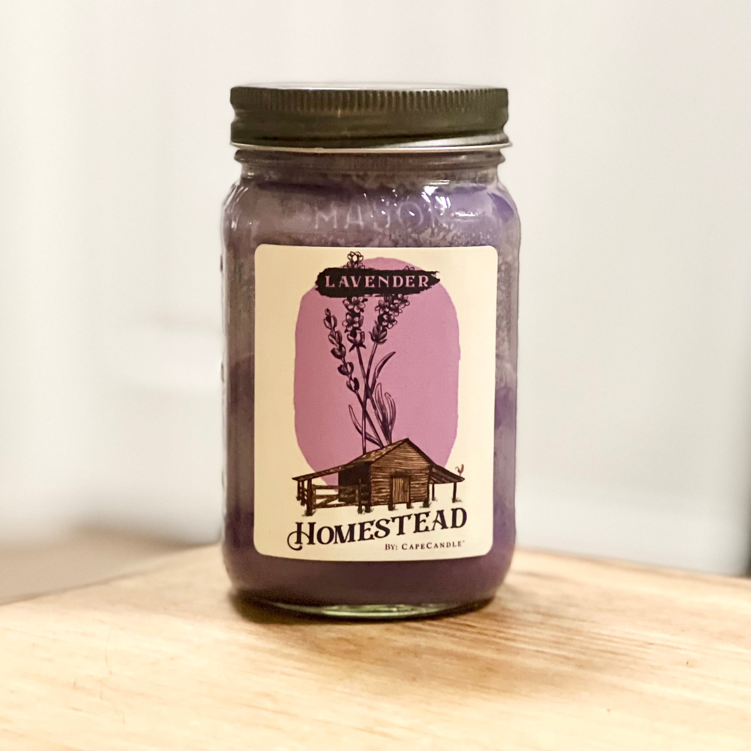 Lavender Soy Candle 16oz Homestead Mason Jar by Cape Candle