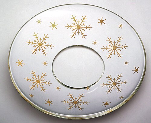 Bobeche - SET OF 2 Gold Snowflakes Glass 2.75 Inch