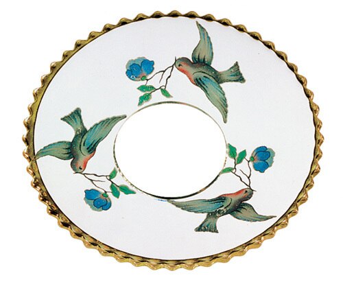 Bobeche - SET OF 2 Flowers and Birds Glass 2.75 Inch