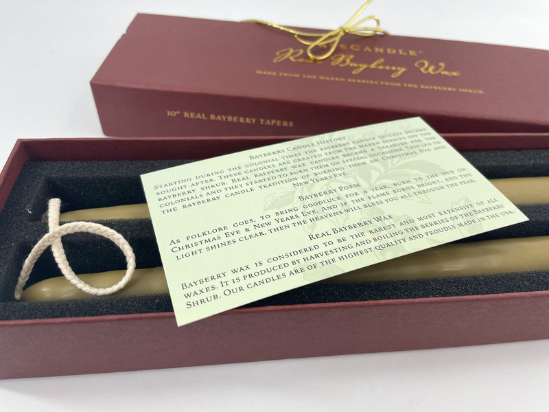 Cape Candle Real Bayberry Wax Tapers 8" (boxed pair)